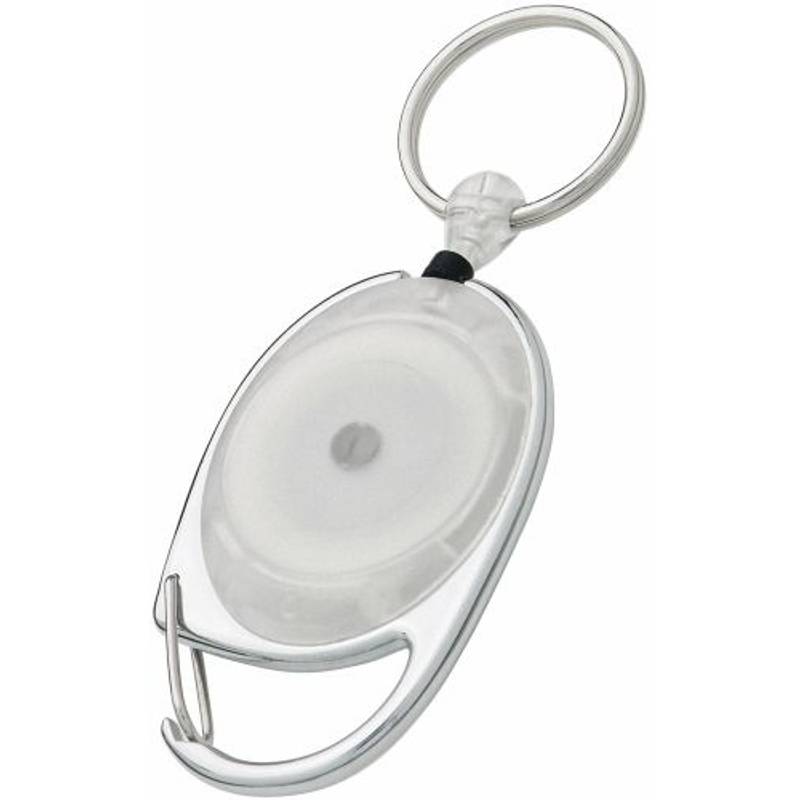 CORTINA karabína s krúžkom na kľúče, skipas,transparentná biela